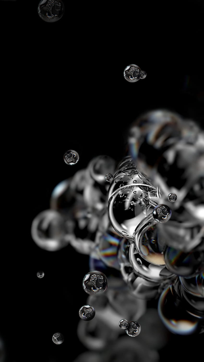 Blasen, Flüssigkeit, Schwarzer Hintergrund, Makro, Grafik, Samsung Liquid HD-Handy-Hintergrundbild