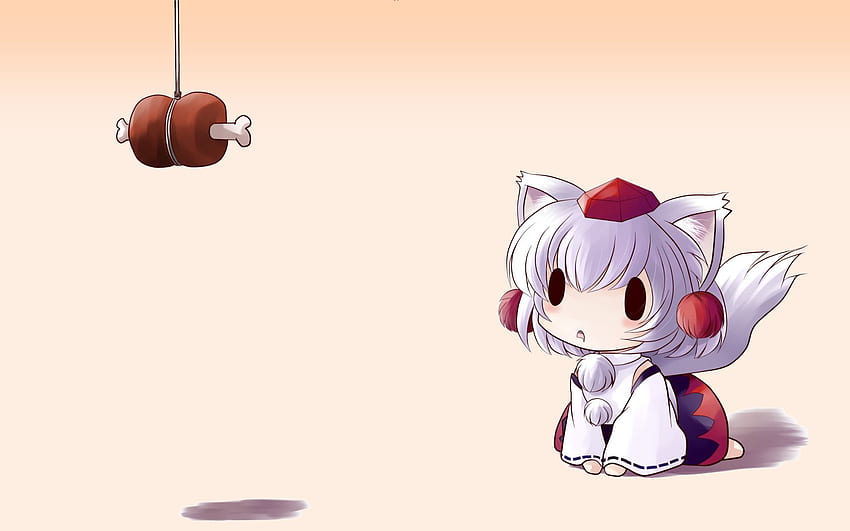 telinga binatang chibi makanan inubashiri momiji ekor touhou gadis serigala yume shokunin Anime Wallpaper HD