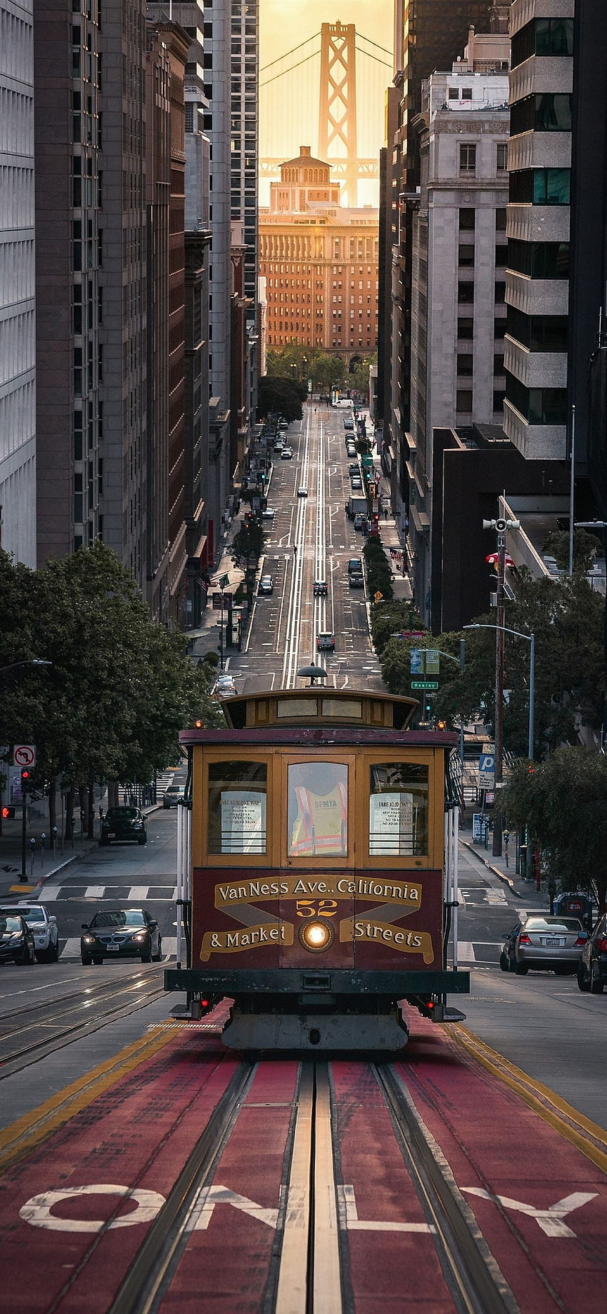 San Francisco, kota, jalan, trem, AS iPhone XS wallpaper ponsel HD