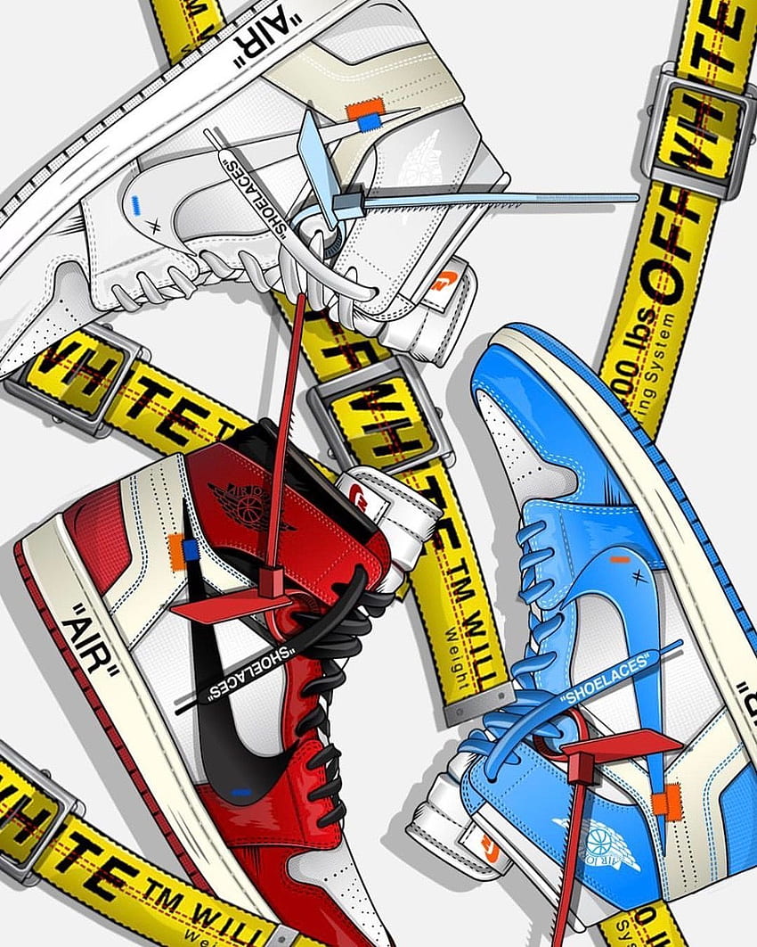 Jordan blanco roto. Cerebro de zapatillas. Arte de zapatillas, Nike X Off White fondo de pantalla del teléfono