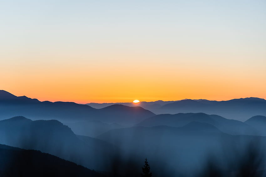 Dawn, Landscape, Nature, Mountains, Twilight, Fog, Dusk HD wallpaper