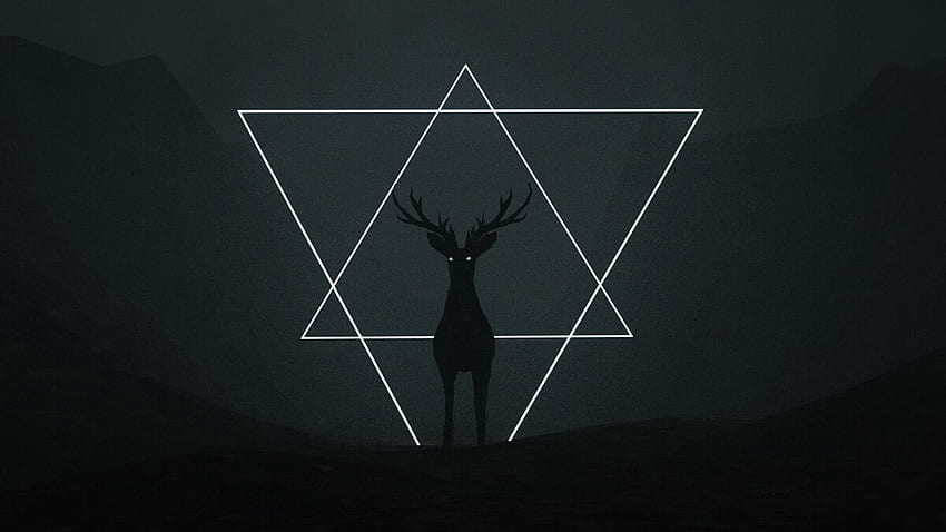deer, triangles, dark, art, Triangle Forest HD wallpaper