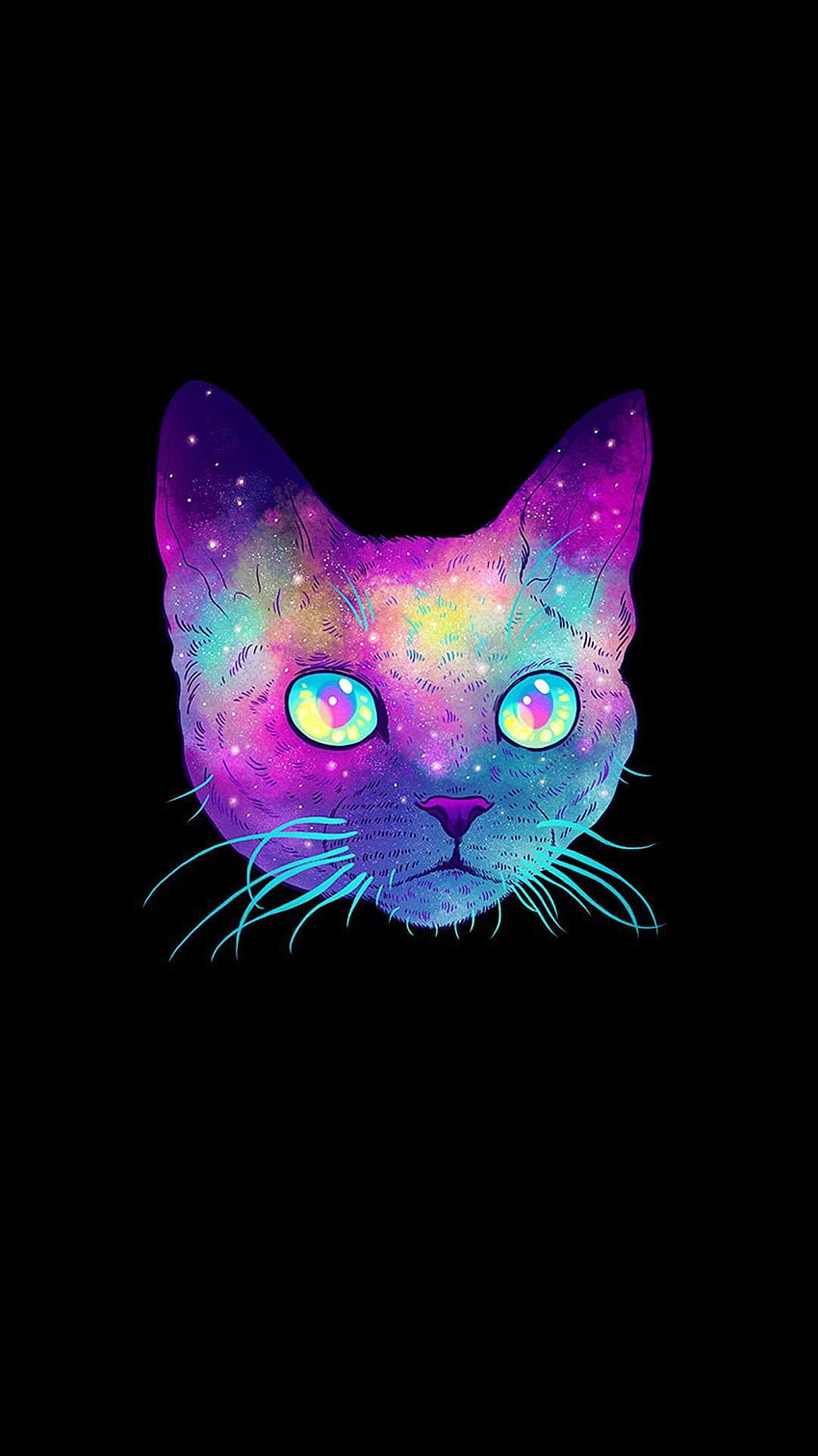Seni warna ruang wajah kucing. Kucing , Alice di latar belakang negeri ajaib, kucing Cheshire alice di negeri ajaib, Kucing Berwarna-warni wallpaper ponsel HD
