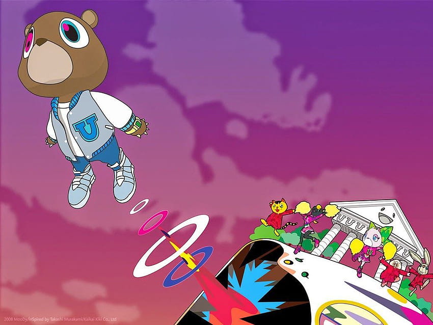 Takashi Murukami, Kanye West'in 2007 Mezuniyet albümünün albüm kapağı. Kanye West Bear, Mezuniyet albümü, Kanye West albüm kapağı HD duvar kağıdı