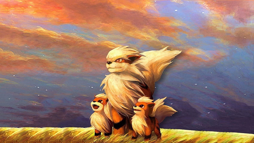 Download Arcanine Glowing Growlithe Black Background Wallpaper  Wallpapers com