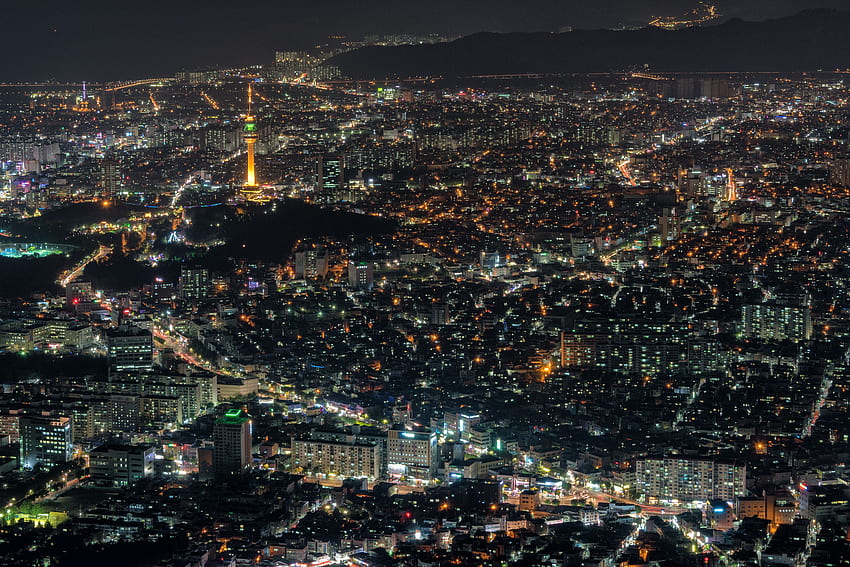 Nocny kraj Daegu w Korei Południowej [55373696]. Korea Południowa, Daegu Tapeta HD