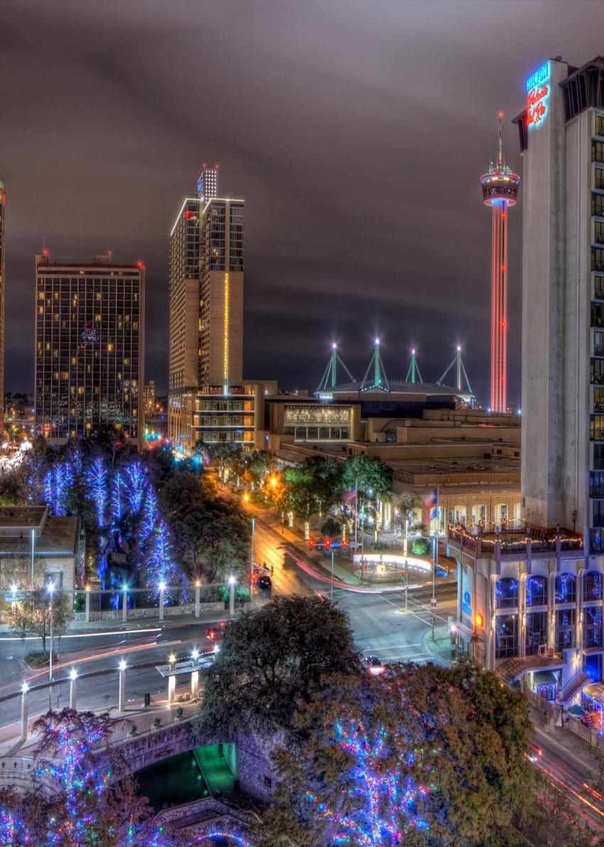 сан антонио, тексас, нощна разделителна способност, град , и фон, хоризонт на Сан Антонио HD тапет за телефон