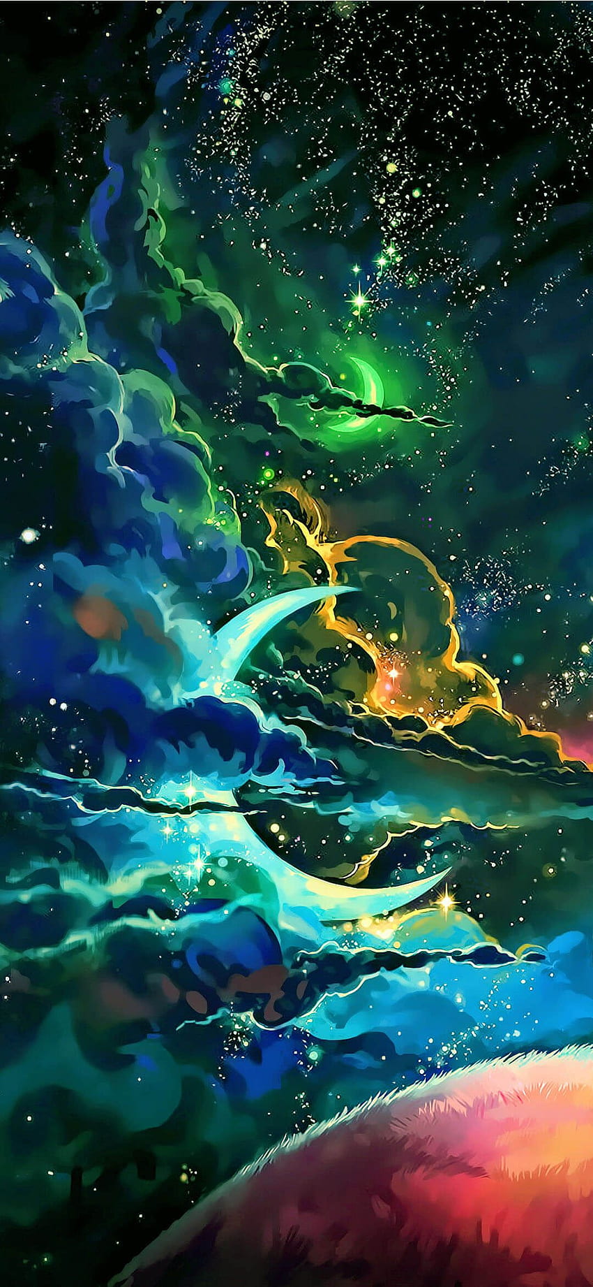 Fantasy Universe Earth Moon, 1080X2340 HD phone wallpaper