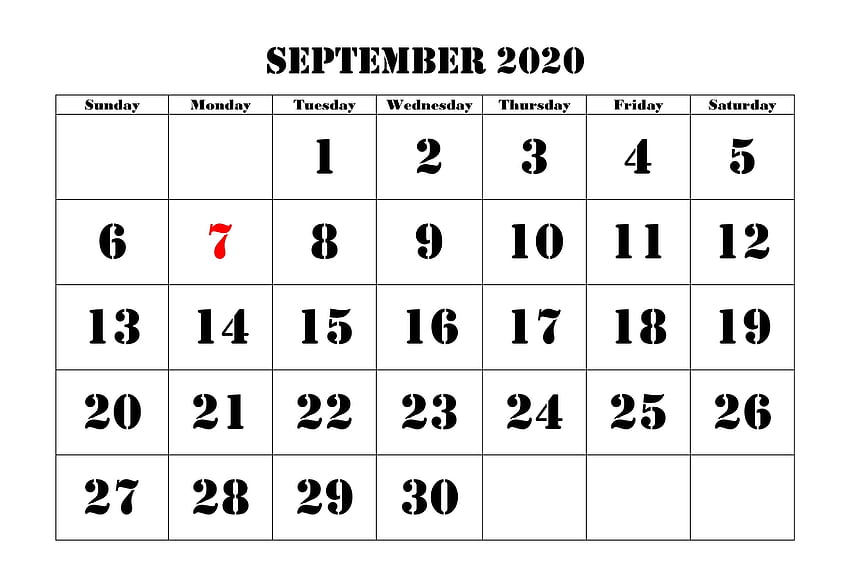 Awesome September 2020 Calendar PDF, Word, Excel Printable HD wallpaper