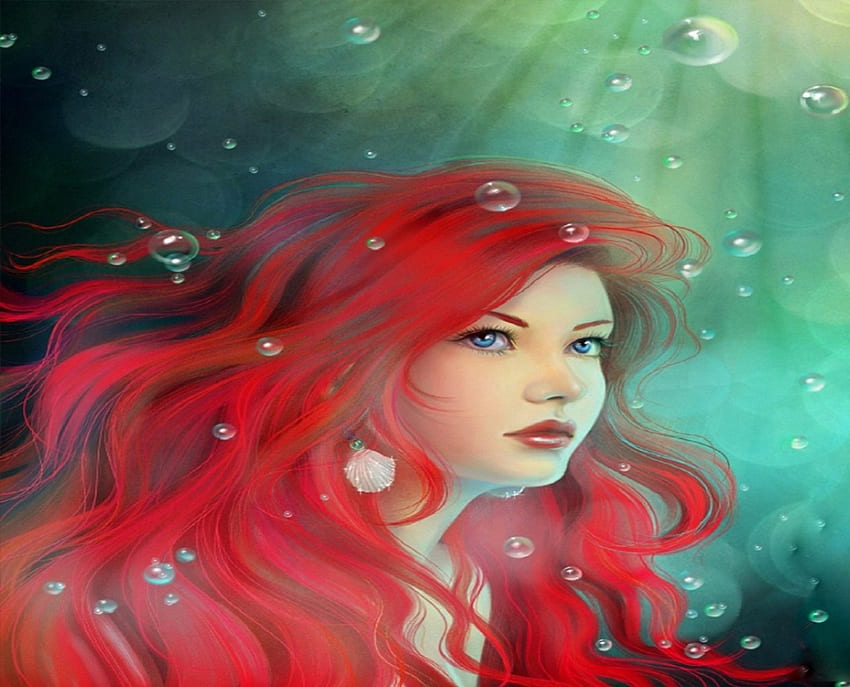 ..Redhead Mermaid.., kolorowa, syrenka, atrakcje w snach, kolory, dziwne rzeczy, które ludzie noszą, dziewczyna, y, sztuka cyfrowa, kreatywne gotowe, miłość cztery pory roku, abstrakcja, czerwień, rysunki, rysuj i maluj, ruda, Kobieta Tapeta HD