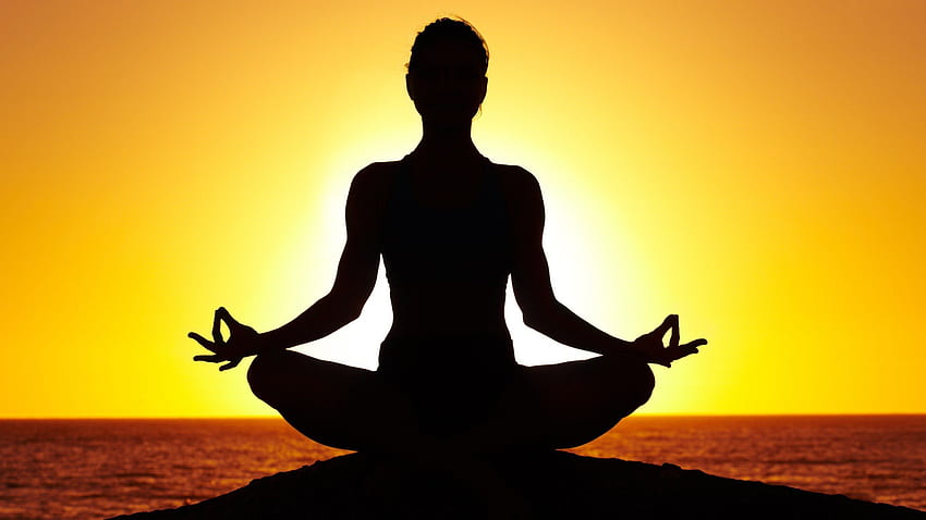 szeroka joga medytacyjna. Umiejętności zdrowego życia, sylwetka jogi Tapeta HD