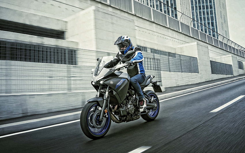 2020, Yamaha Tracer 900 GT, Sport Touring, vista frontal, motos nuevas, Tracer 900 azul nueva, motos japonesas, Yamaha para con resolucion . Alta calidad fondo de pantalla