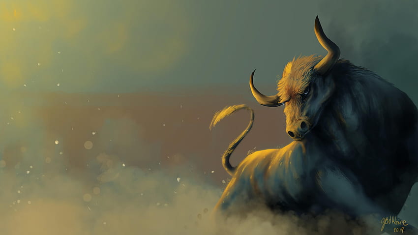 bull, dust, animal, art : : High Definition : Fullscreen, Wild Bull HD wallpaper