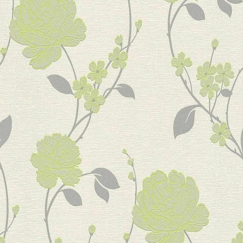 AS Creation Floral Leaf Flowers Glitter Vinyl Green White Grey 36701 5 HD phone wallpaper