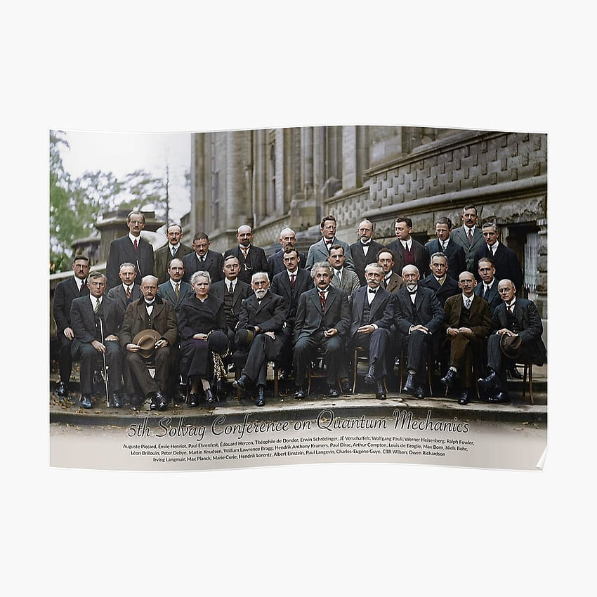 Z nazwami: 5. Konferencja Solvaya na temat mechaniki kwantowej, 1927. Naklejka Tapeta na telefon HD