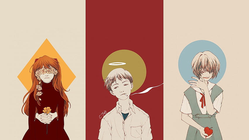Neon Genesis Evangelion, Asuka Langley Soryu, Ayanami Rei, อิคาริ, ชินจิ วอลล์เปเปอร์ HD