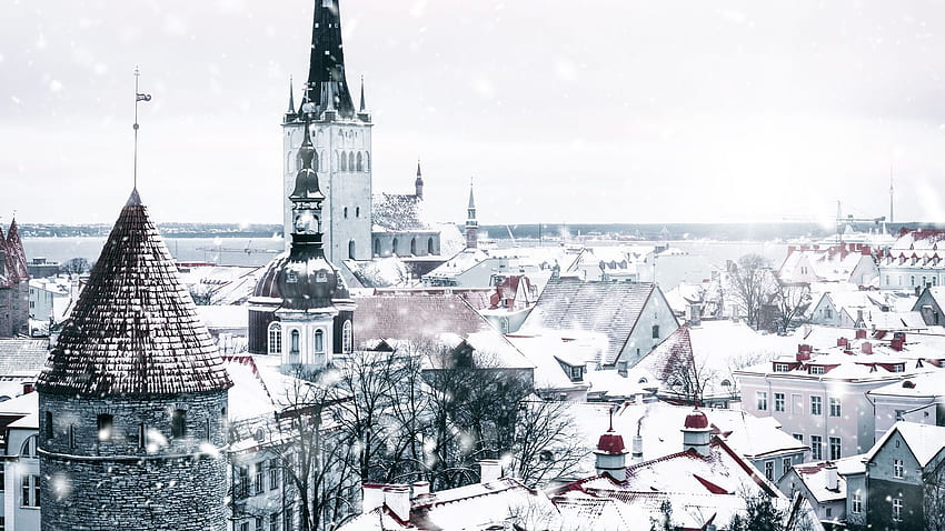 architecture, snowfall, winter, city, Prague Winter HD wallpaper