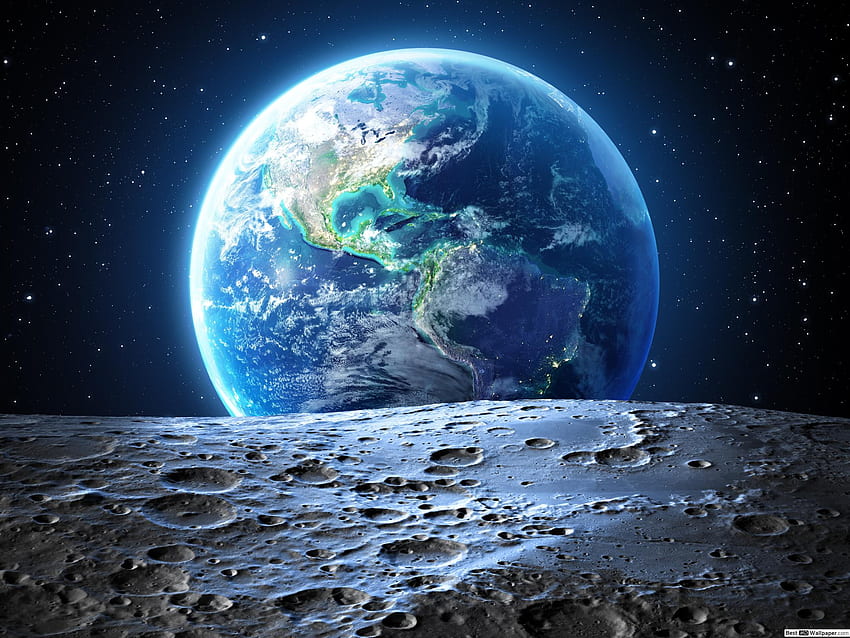 Earth view from the moon, Triple Moon HD wallpaper