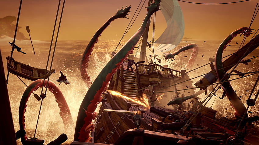 Sea of ​​Thieves Kraken: Как да намерите и убиете Kraken, Megalodon Sea of ​​Thieves HD тапет