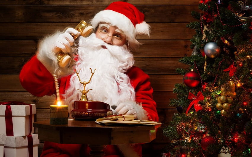 Sinterklas, putih, orang tua, craciun, natal, merah, santa, pohon Wallpaper HD