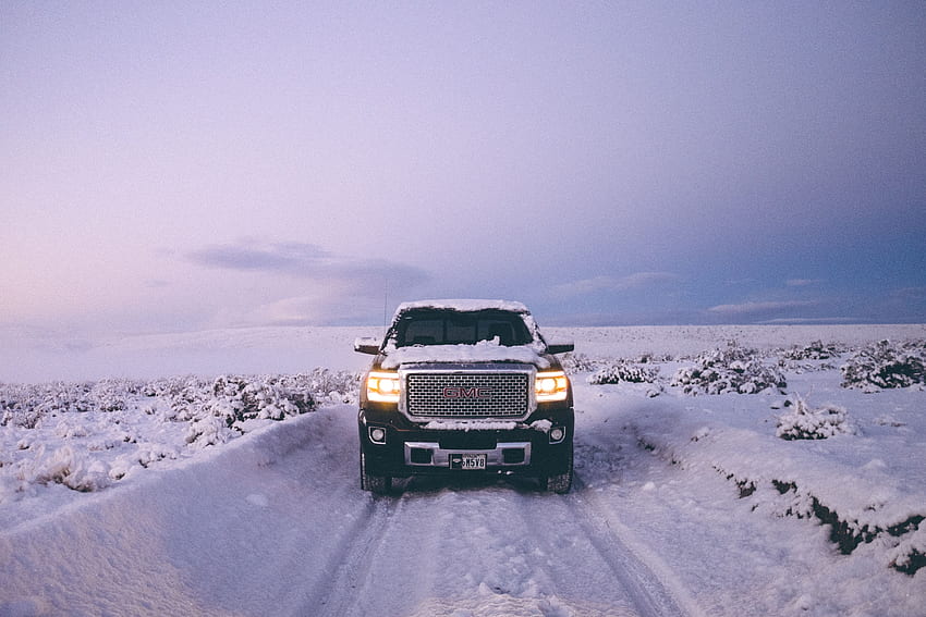 Winter, Snow, Cars, Suv, Front View, Off-Road, Impassability, Pickup, Gms Sierra, Gms HD wallpaper