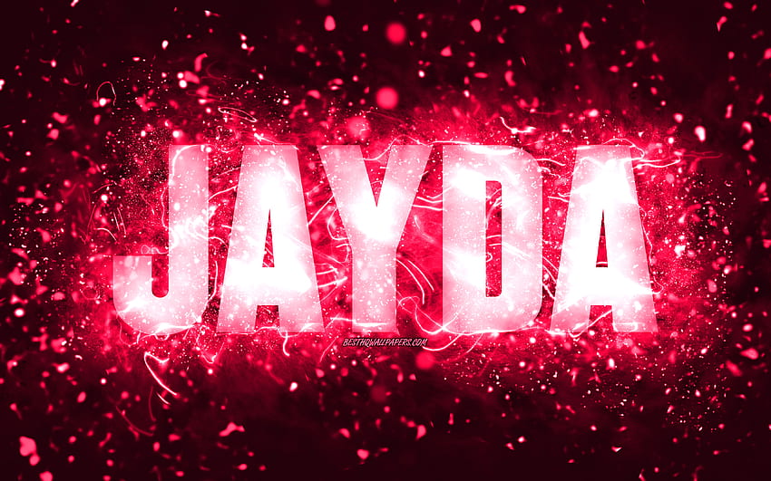 Happy Birtay Jayda, , różowe neony, imię Jayda, kreatywne, Jayda Happy Birtay, Itzel Birtay, popularne amerykańskie imiona żeńskie, z imieniem Jayda, Jayda Tapeta HD