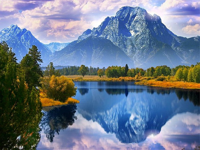 美しい風景、風景、美しい、山、湖 高画質の壁紙