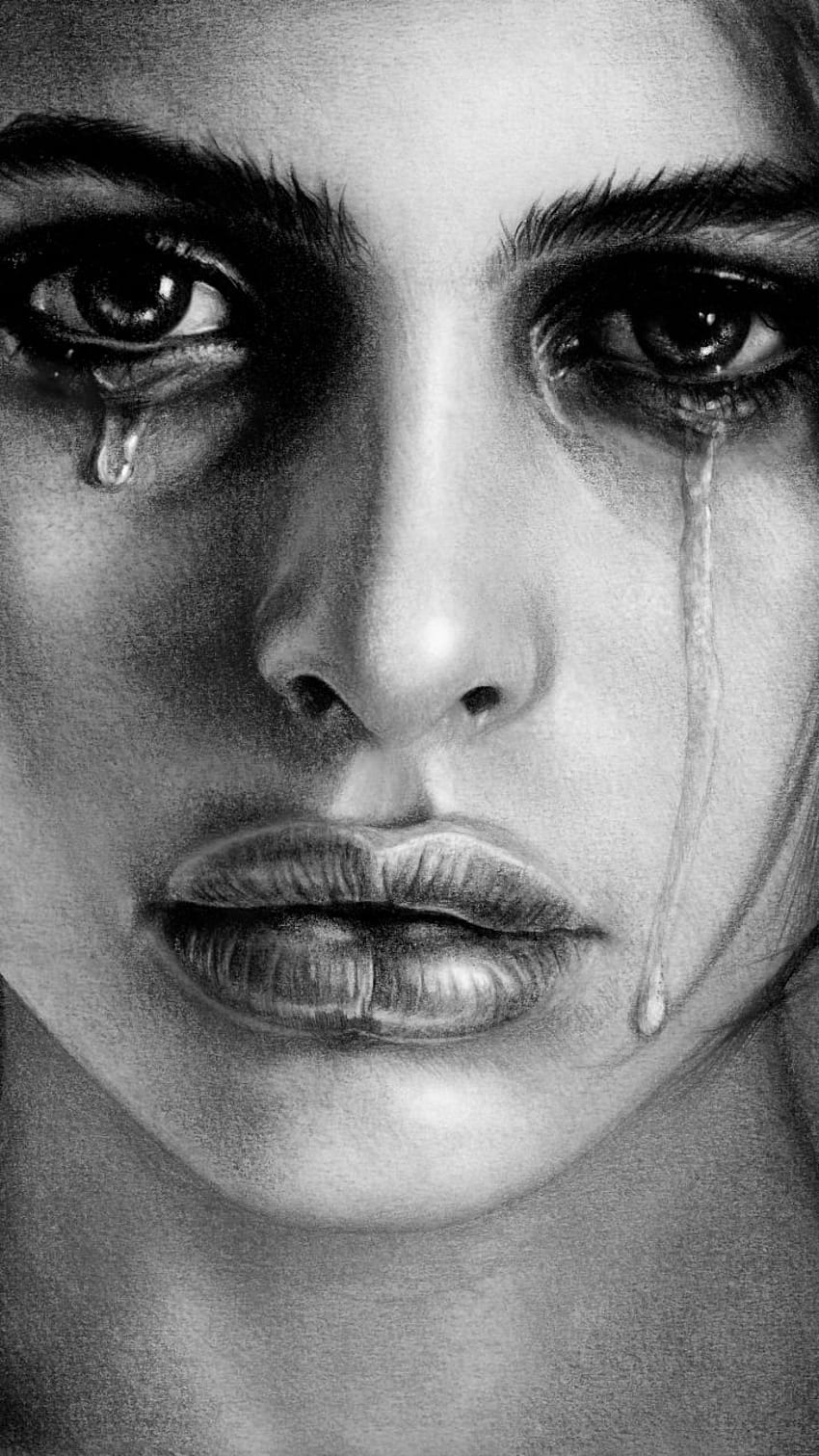 Smutna płacząca kobieta maluje. Eksploruj, płacząca dziewczyna Tapeta na telefon HD