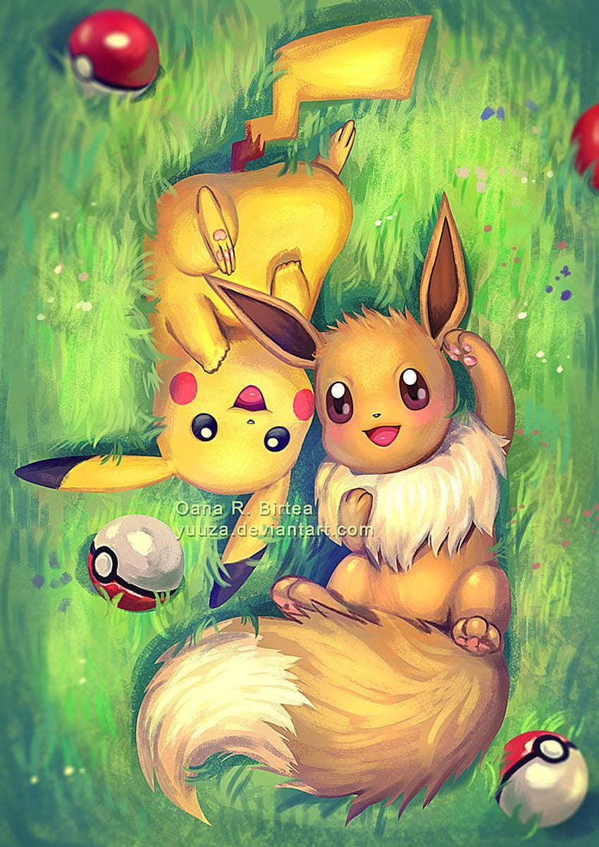 Eevee dan Pikachu. Seni Pikachu, Pokemon lucu, Pikachu wallpaper ponsel HD