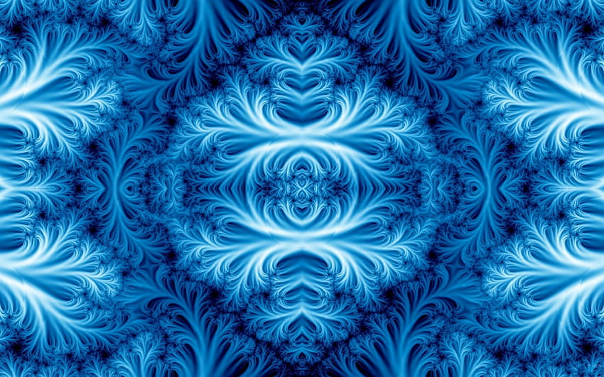 Fraktal, musim dingin, biru, abstrak, cerah, tekstur, luminos Wallpaper HD