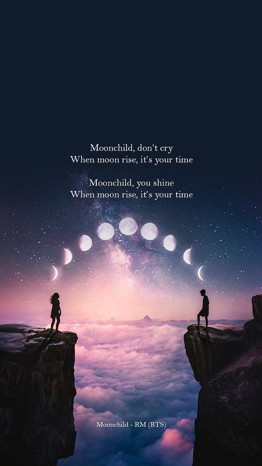 BTS Lyrics ⁷ - Kiedy wschodzi księżyc, to twój czas Moonchild - RM by doolsetbangtan Tapeta na telefon HD