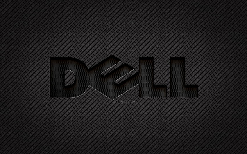 Logo karbon Dell,, seni grunge, latar belakang karbon, kreatif, logo hitam Dell, merek, logo Dell, Dell Wallpaper HD