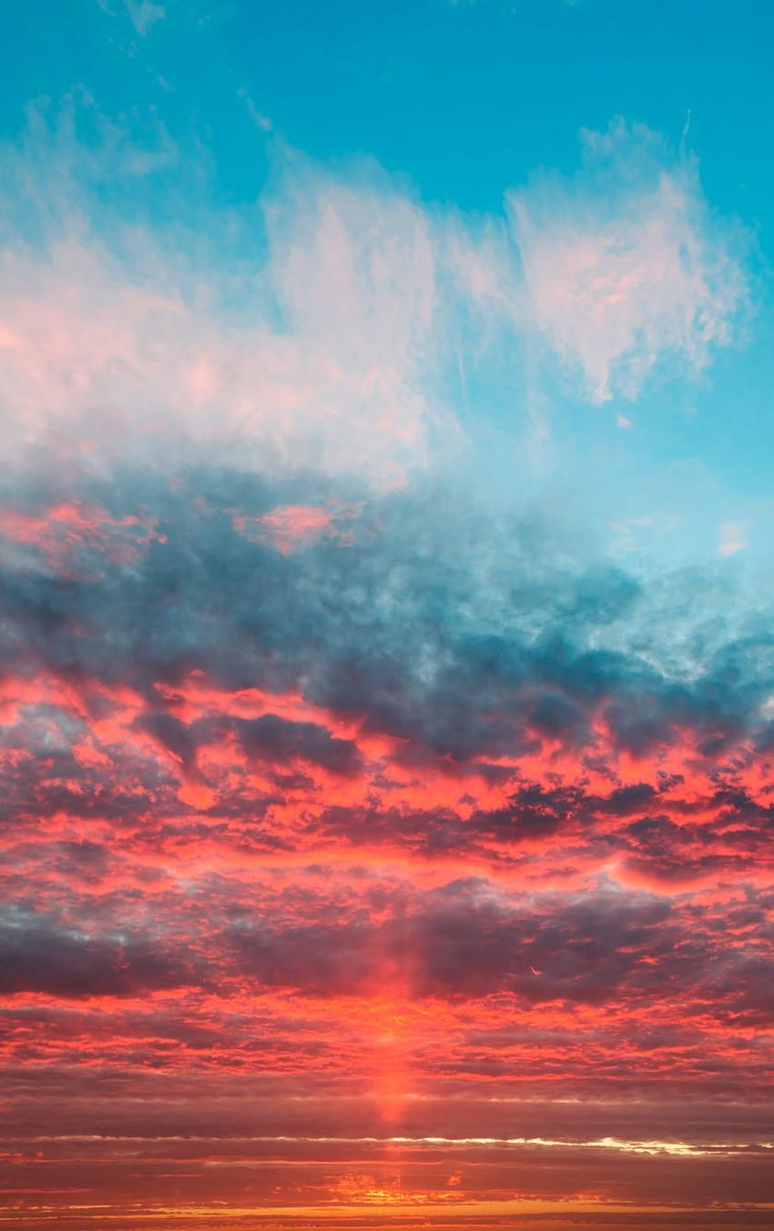 Sky, orange clouds, sunset . Sunset , Aesthetic , Landscape, Clouds at Sunset HD phone wallpaper