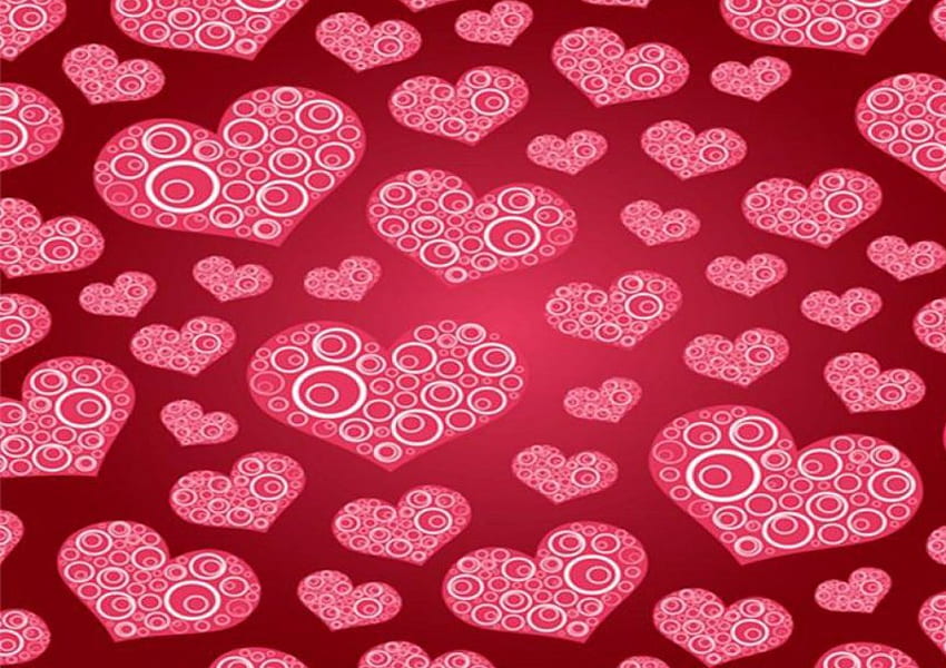 Swirly Hearts, różowe serca, wiry, miłość, czerwień Tapeta HD