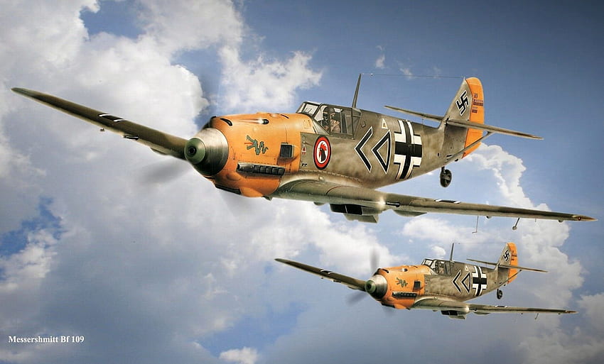 Niemiecki lot myśliwski. Messerschmitt, samoloty, samolot z II wojny światowej, Messerschmitt Bf 109 Tapeta HD