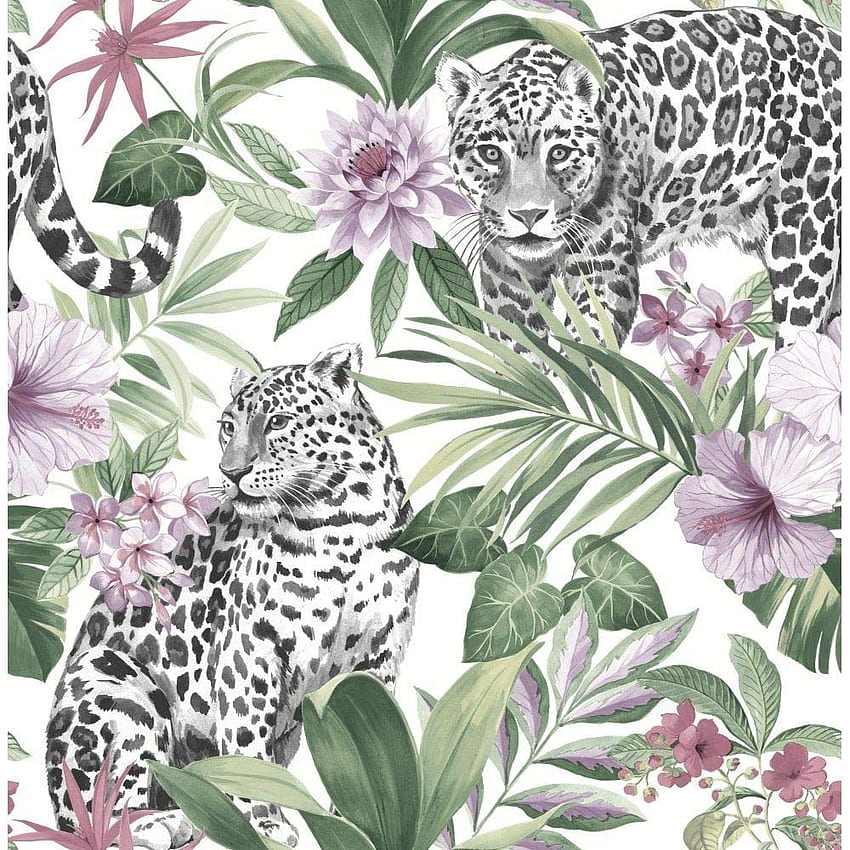 Leopard Animal Print Floral Tropical Flowers Pink Green White Black from YöL- Buy Online in Dominican Republic at undefined - 151611035 HD phone wallpaper