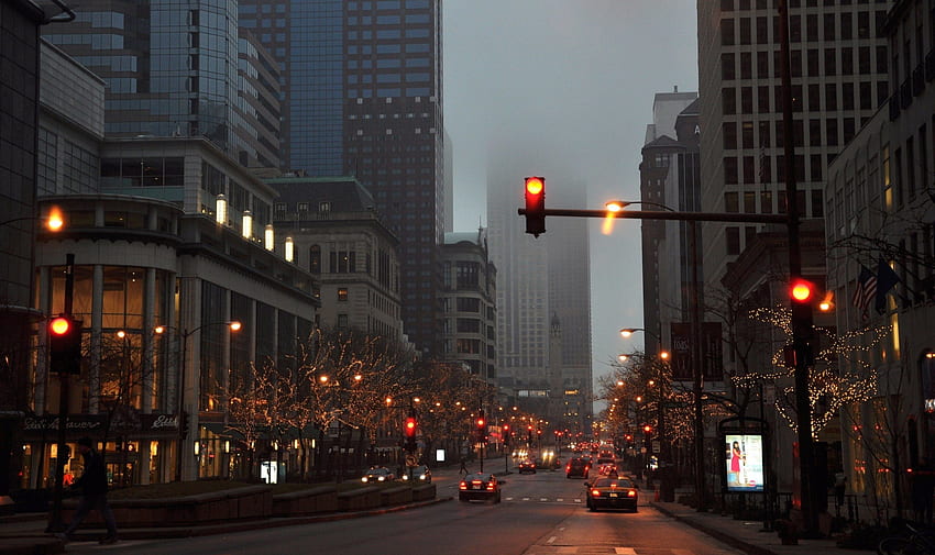 Voitures de rue brouillard pluie ville., Foggy Street Fond d'écran HD