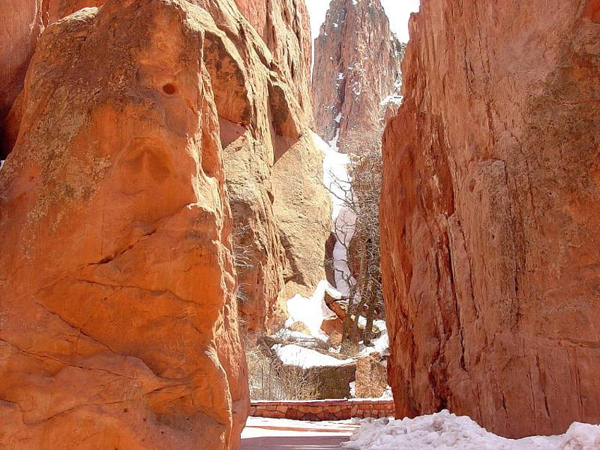At the Garden of the Gods, ground, light, canyon, rock HD wallpaper