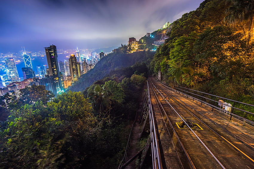 Miasta, Noc, Drapacze chmur, Wysokość, Hong Kong, Hong Kong S.a.r Tapeta HD