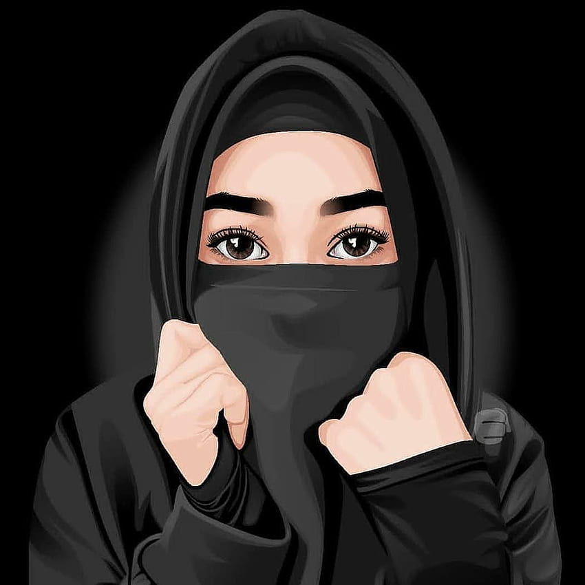 Niqab to pomysły miłosne w 2021 roku. nikab, islamska dziewczyna, kreskówka hidżab, Cadar Tapeta na telefon HD