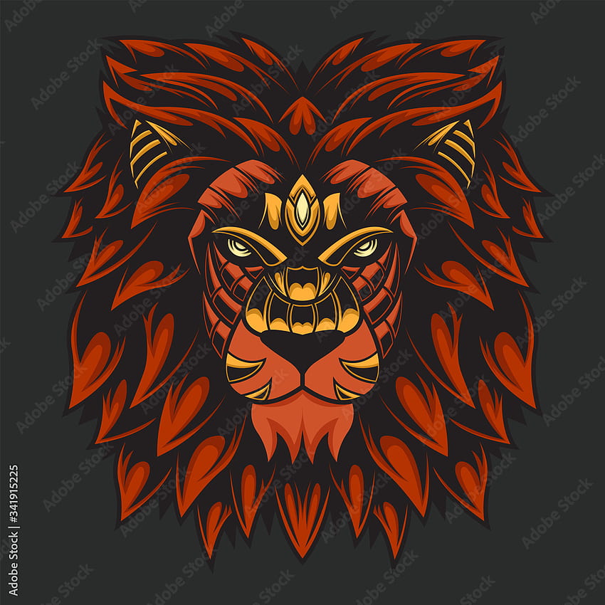 Abstract Colorful Ornament Doodle Zentangle Art Lion Illustration Cartoon Concept Vector. Suitable For Logo, , Tatto, Background, Card, Book Illustration, T Shirt Design, Sticker, Cover, Etc Stock Vector HD phone wallpaper