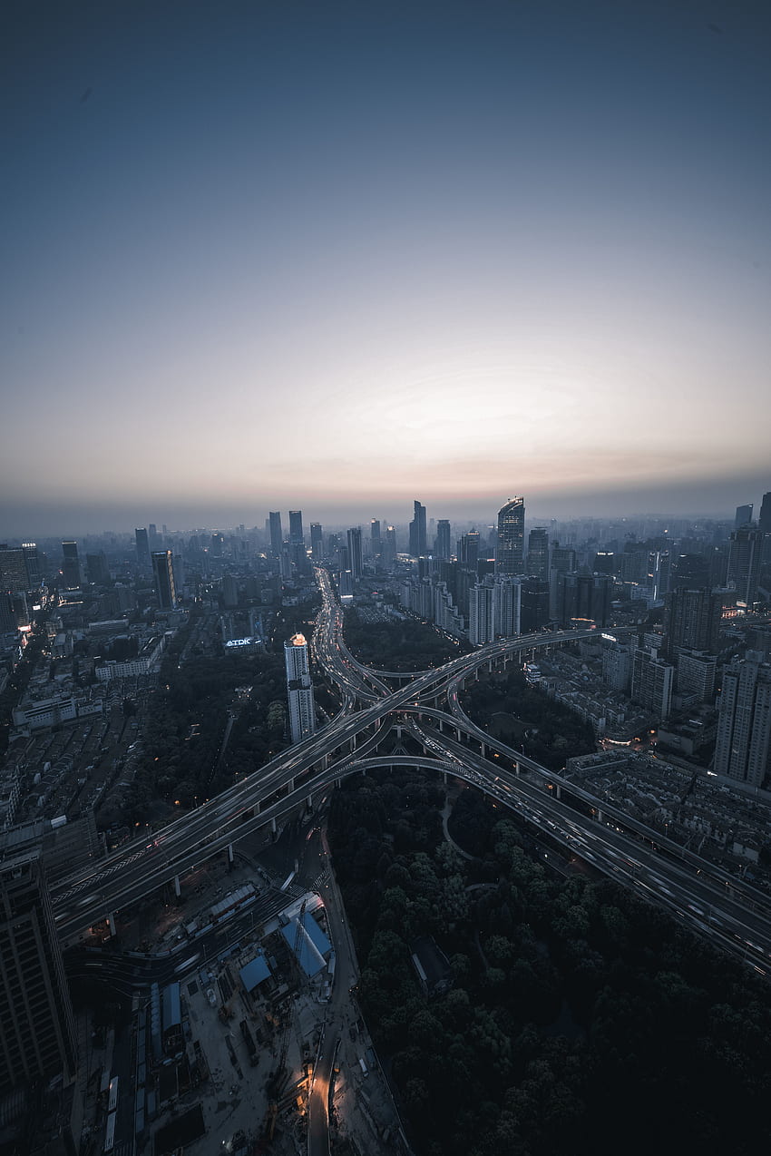 Städte, Straßen, Blick von oben, Nachtstadt, Megapolis, Megalopolis HD-Handy-Hintergrundbild
