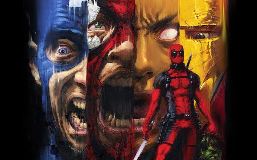 Deadpool Kills Marvel Heroes Captain America Spider Man Iron Man Hulk [] за вашия мобилен телефон и таблет. Изследвайте Спайдърмен и Дедпул. Deadpool Mobile, забавно HD тапет
