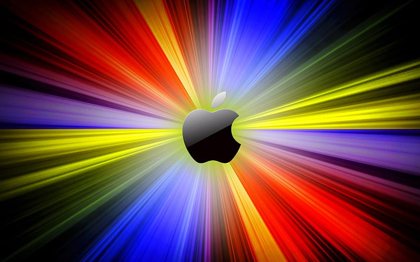 Цветове на Apple, синьо, цветно, черно, цвят, mac, красив, телефон, звезда, лого, компания, жълто, червено, ябълка HD тапет