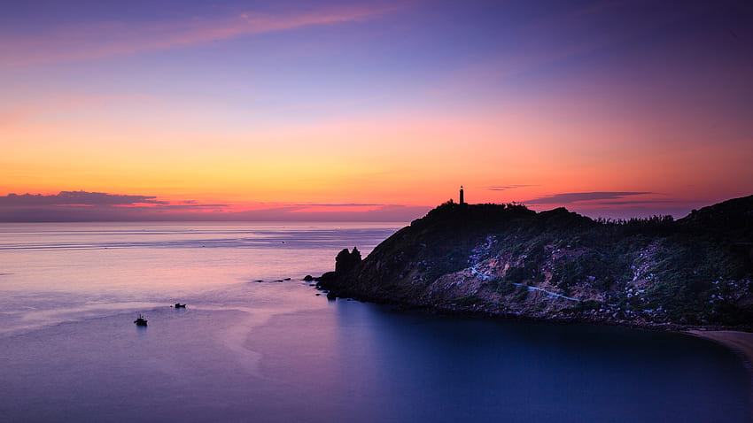 Sunset Watchtower Seascape HD wallpaper