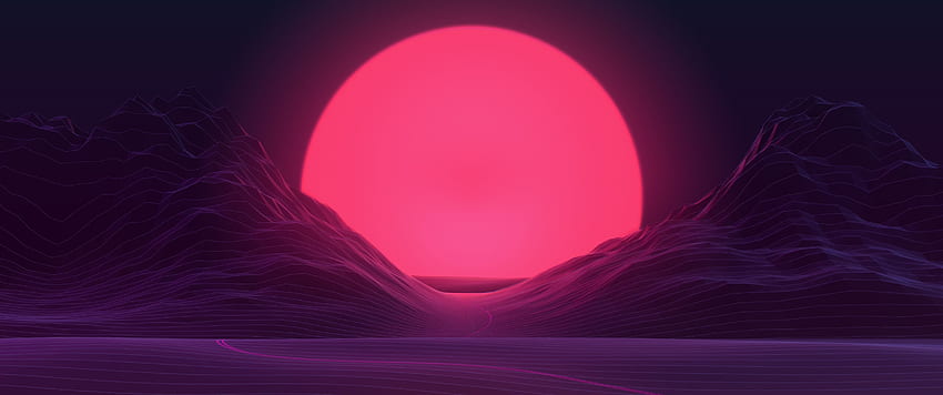 Big Sun Neon Mountains , Artist, , , Background, and, Purple Sun HD wallpaper