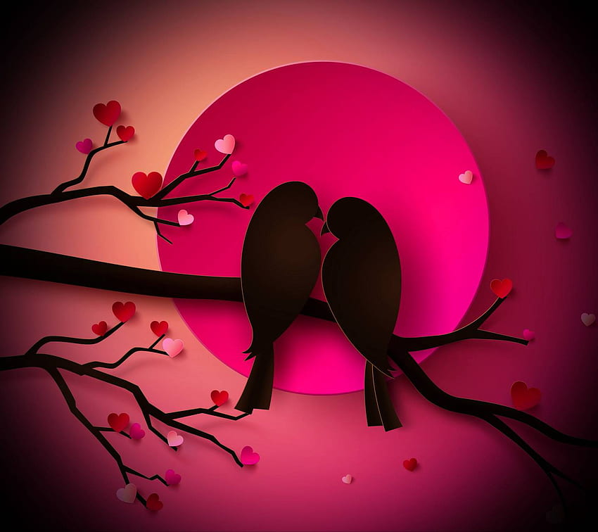 Ptaki miłości, różowe ptaki miłości Tapeta HD