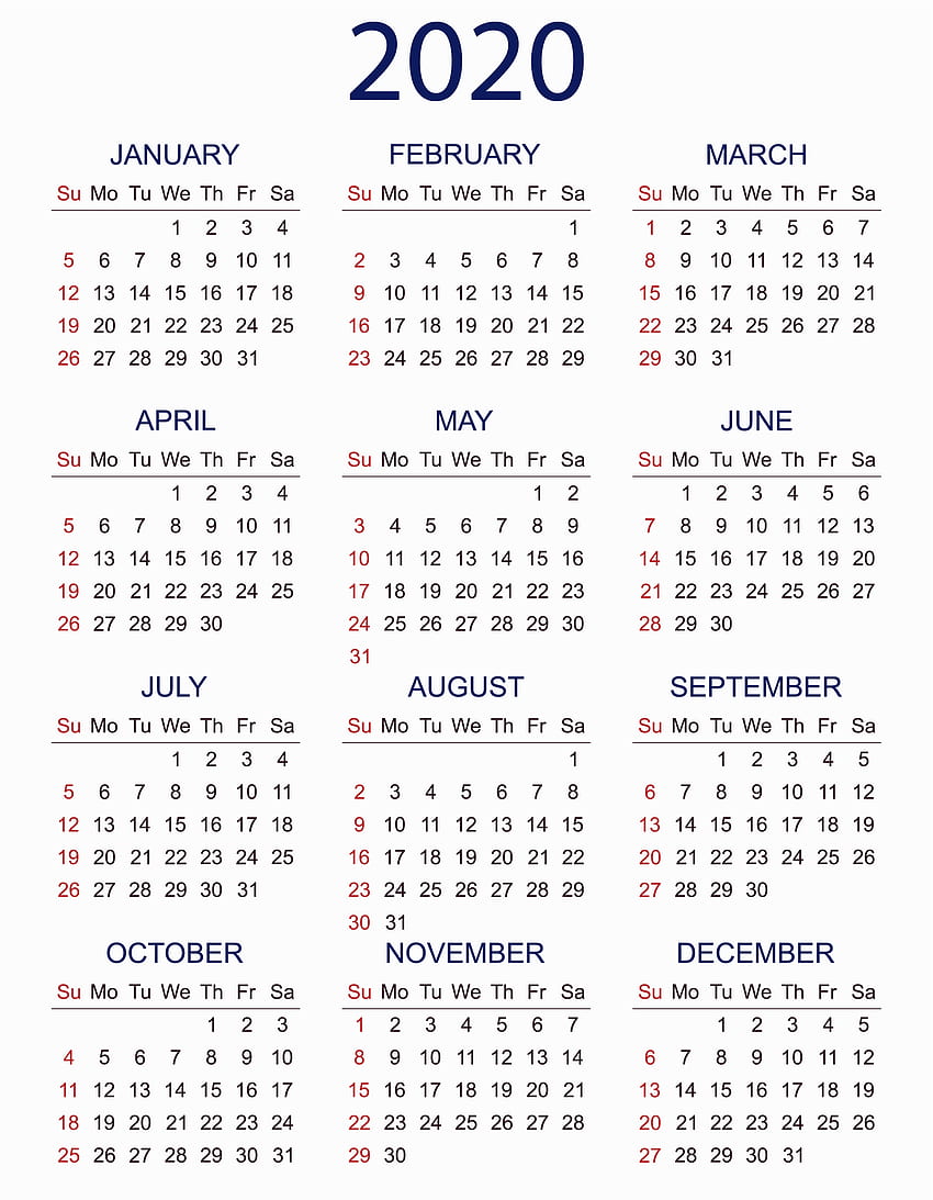 Календар за 2020 г. за печат с празнични PDF, Word, Excel, календар за май 2020 г HD тапет за телефон