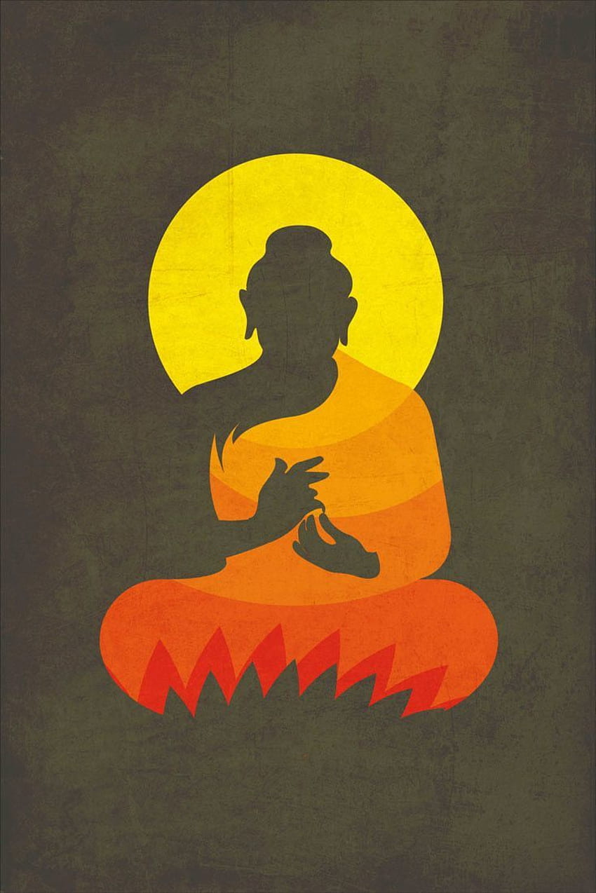 Buddha, Digitale Kunst, Buddhismus, Silhouette, Lotus, Buddha Minimalist HD-Handy-Hintergrundbild