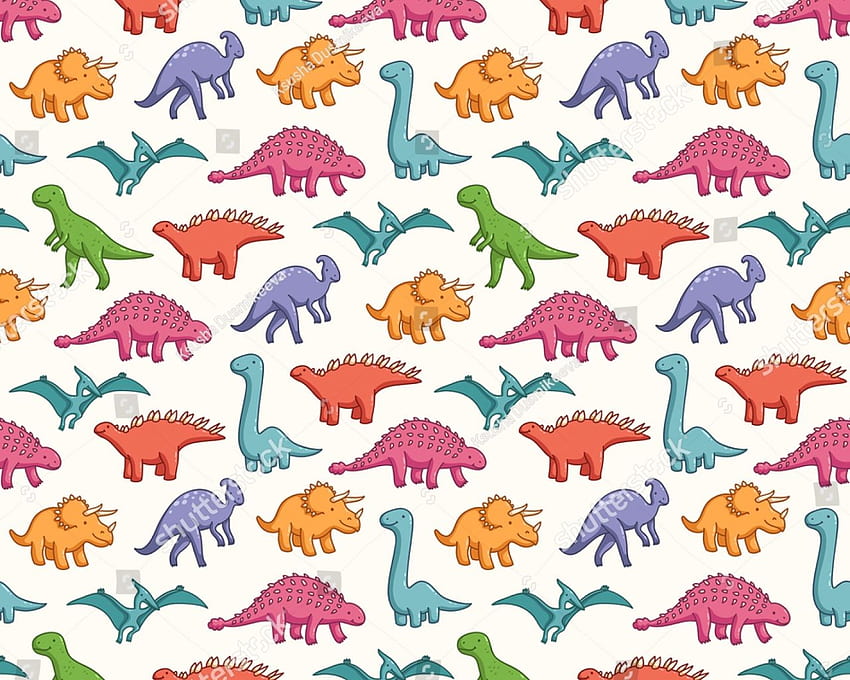 Cute Cartoon Dinosaurs Seamless Pattern Background, Cute Dinosaur Laptop HD wallpaper